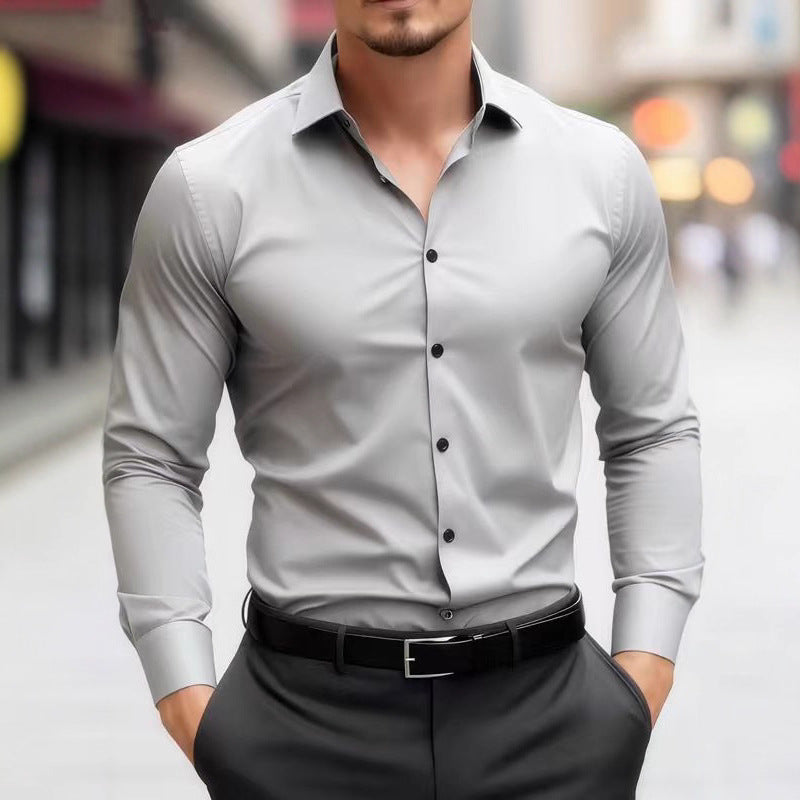Men's Business-Style Korean-Style Handsome  Cool Slim-Fit Professional Shirt