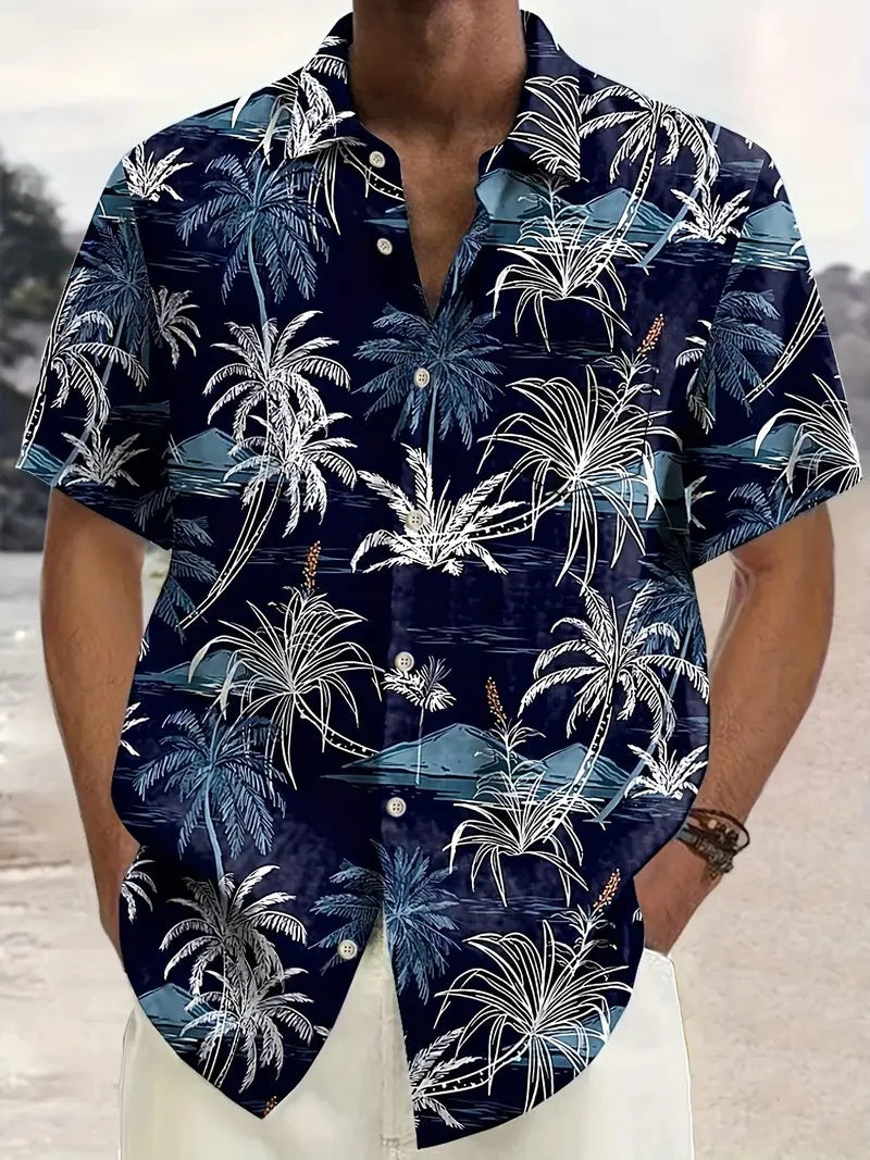Floral Shirt For Men Cropped Sleeve Quick-Dry Beach Short-Sleeve Floral