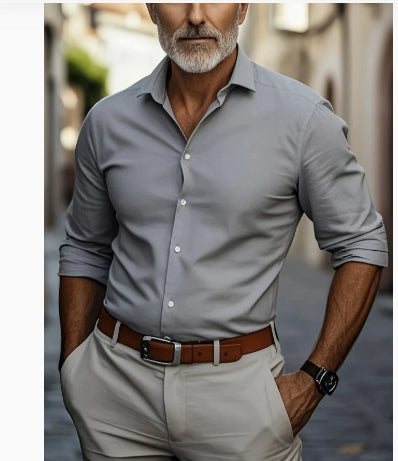 Men's Business-Style Korean-Style Handsome  Cool Slim-Fit Professional Shirt