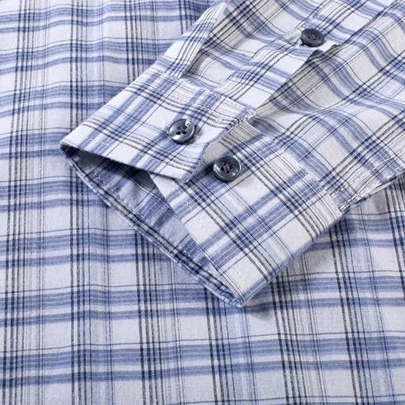 Men's Thin Flowy Plaid Shirts For Summer And Autumn