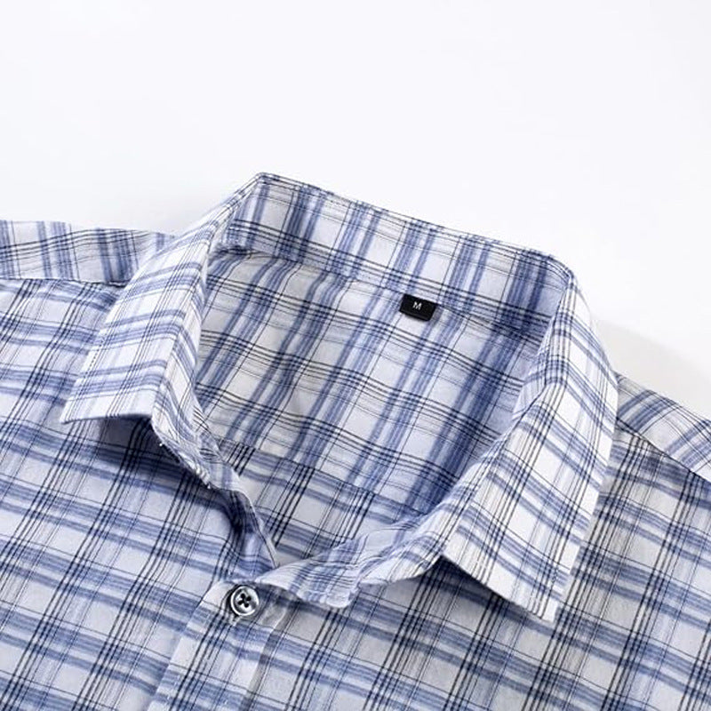 Men's Thin Flowy Plaid Shirts For Summer And Autumn