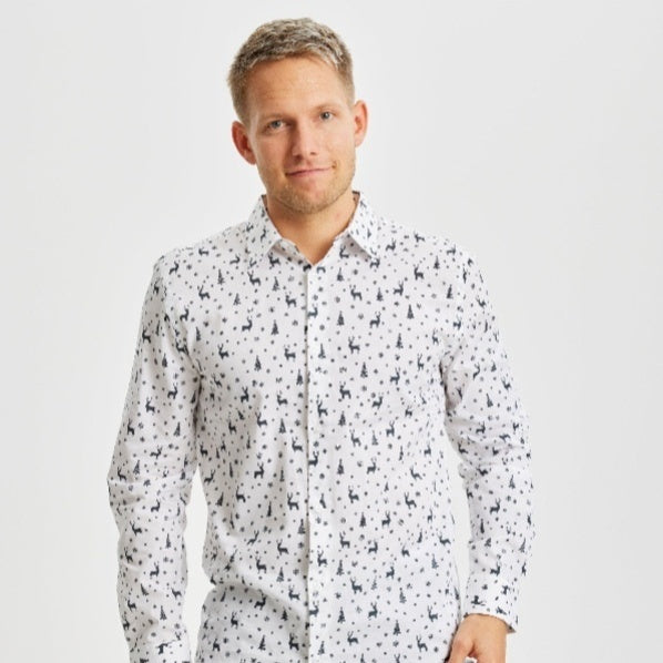 European And American Men's Long-sleeve Casual Printed Shirts