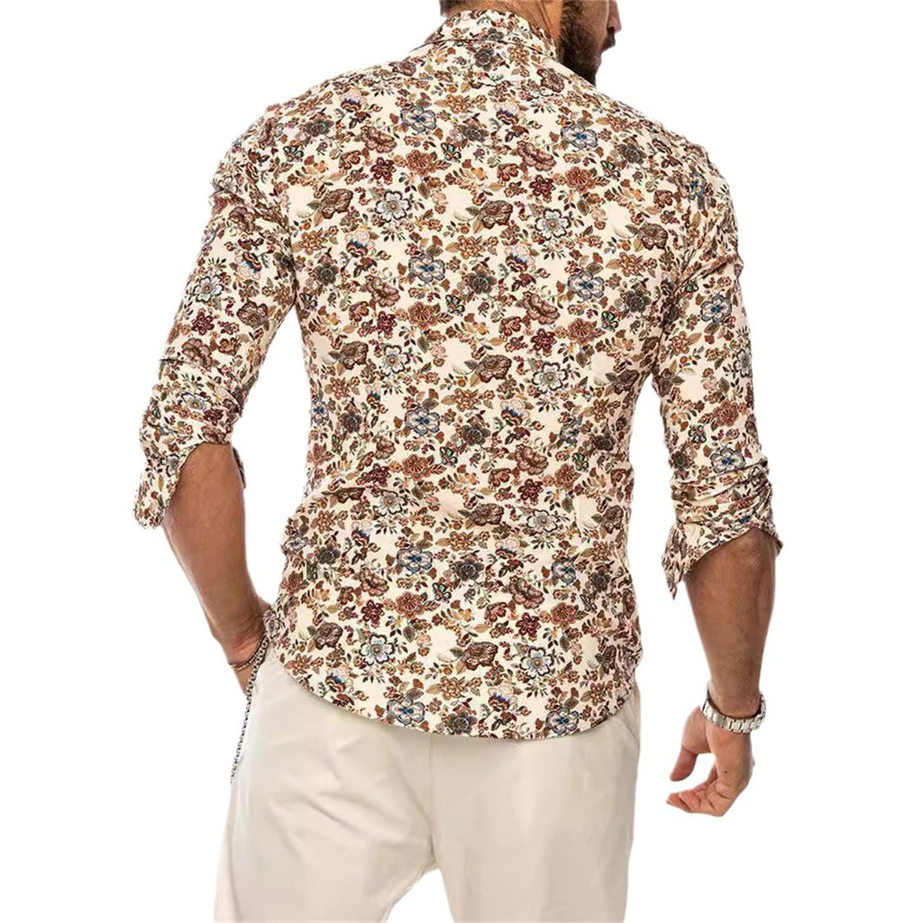 Men's Loose-fit Camouflage Multi-color Casual Jacquard Shirt